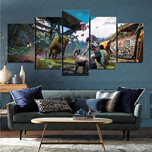 mmkow Imagen Impresa 5 Piezas de Videojuego Far Cry New Dawn Framed Art Artist's Hobby Painter 50x100cm (Marco)