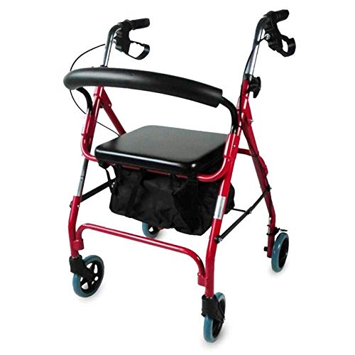 Mobiclinic, Modelo Sinagoga, Rollator con 4 ruedas, Andador para adultos, mayores, minusválidos o ancianos, andador caminador de aluminio, ayuda para caminar, ligero, plegable, con asiento, Rojo