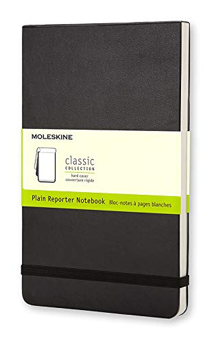 Moleskine - Cuaderno Clásico con Páginas Lisas, Tapa Dura y Goma Elástica, Color Negro, Tamaño Grande 13 x 21 cm, 240 Páginas