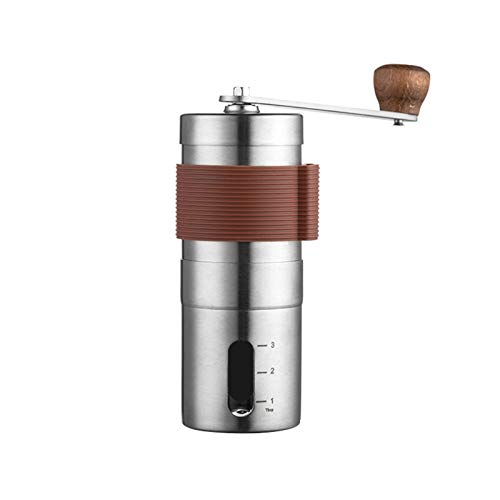 Molinillo de café manual con mecanismo de cerámica de 16,3 cm, molinillo de café manual de acero inoxidable, molinillo de café de precisión, molinillo de café manual, color plateado