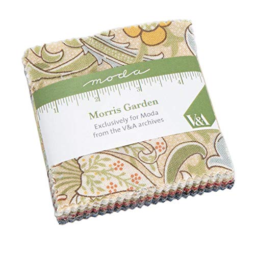 Morris Garden Mini Charm Pack por V&A; 42-2.5 pulgadas precortadas de tela para colcha