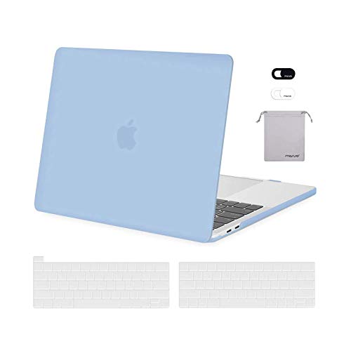 MOSISO Funda Dura Compatible con MacBook Pro 13 A2338 M1 A2289 A2251 A2159 A1989 A1706 A1708,Plástico Carcasa Rígida & Cubierta de Teclado & Protector de Pantalla & Bolsa de Accesorios,Azul Aire