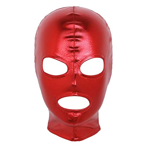 MSemis Máscara de Látex para Adultos Cubierta Completa de Cabeza Pasamontaña Disfraz Capucha Casco Abierto Ojos Boca Cosplay Fiesta Pascua Despedida Rojo Talla Única