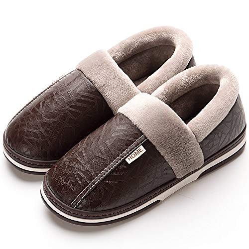 Mujer Invierno Zapatillas de Estar casa Cerradas Calienta Pantuflas Termicas Zapatos Slippers(Marrón,48/49 EU,29CM De talón a Dedo del pie