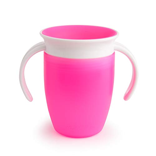 Munchkin Miracle 360°- Vaso de Entrenamiento Antiderrames con Asas, rosa, 207 ml