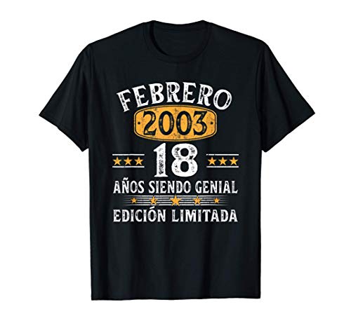 Nacido En Febrero 2003 18 Años Cumpleaños Regalo De 18 Años Camiseta