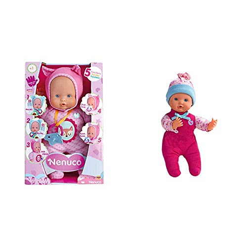 Nenuco de Famosa- 700014781 Muñeco Blandito 5 Funciones, Color Rosa , Color/Modelo Surtido + Nenuco de Famosa Da Besitos, muñeca bebé con Sonidos