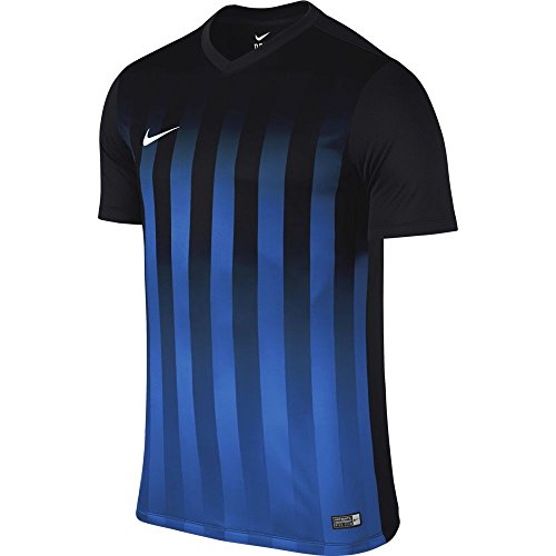 NIKE SS Striped Division II JSY Camiseta del Fútbol, Hombre, Nero_BLU_Bianco, L