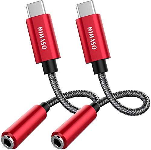 NIMASO Adaptador USB Tipo C a Jack 3.5 mm[2 pack],USB C Jack Auriculares Audio Adaptadores Chipset DAC Para iPad Pro 2018,Pixel 3/2 XL,Huawei P40,P30 Pro,Mate 20 Pro,Samsung S20/Note 10,Xiaomi 8 y más