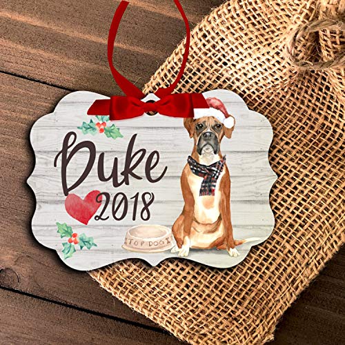 None-brands Adorno de árbol personalizado para árbol de Navidad adorno de perro boxeador | adorno de perro boxer boxer MBO-025 Cuarentena 2020 adorno de Navidad Papá Noel Ornamento