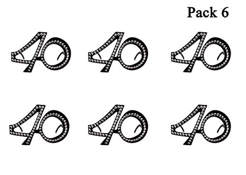 Pack 6 Gafas 40 años para Compleaños, Aniversario y Fiestas (40 años, 6)