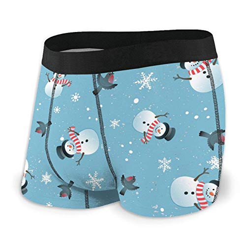 PageHar Calzoncillos Tipo bóxer para Hombre Calzoncillos Ajustados Navidad Navidad Feliz muñeco de Nieve Troncos de Copo de Nieve Ropa Interior de Secado rápido