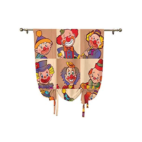 Paneles de cortina con diseño de payasos divertidos, ilustraciones artísticas de la infancia, para disfrutar de bromas artísticas térmicas con globo, 137 x 150 cm, para ventana de baño