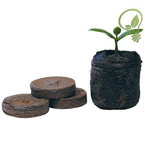 Paquete de 100 unidades de tabletas de turba de 41 mm con nutrientes para jardinería de Jiffy