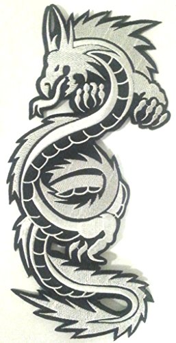 Parche bordado para coser, diseño de dragón chino con dragón, tamaño grande, 27 x 12 cm