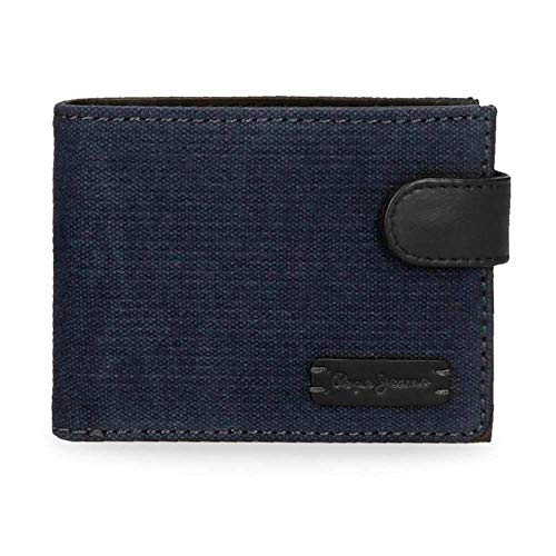 Pepe Jeans Royce Cartera con cierre Clic Azul 11x8,5x1 cms Lona