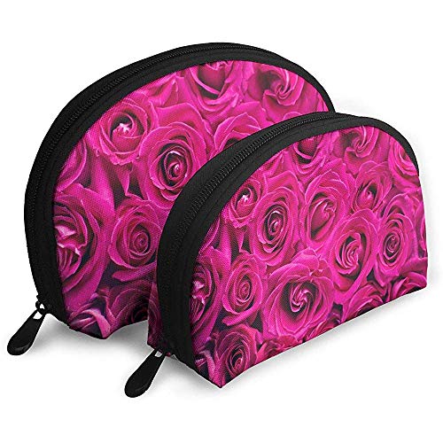 Pink Rose Pink Bolsas portátiles románticas Bolsa de Maquillaje Bolsa de Aseo, Bolsas de Viaje portátiles multifunción Bolsa de Embrague de Maquillaje pequeña con Cremallera