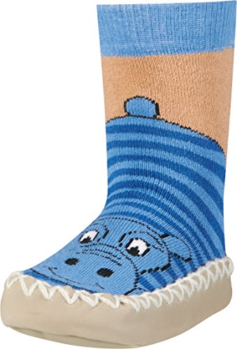 Playshoes Zapatillas con Suela Antideslizante Hippopotamus Pantuflas, Opaco, no transparente, Azul Blau 7, 17/18 EU Unisex Niños