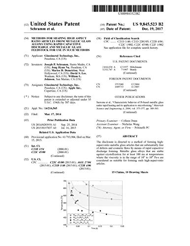 **Please see images for: ( Certificate of Correction ) **Methods for shaping high aspect ratio articles from metallic glass alloys using rapid capacitive ... glass feedstock for use (English Edition)