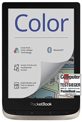 PocketBook E-Ink Kaleido - Lector de Libros electrónicos (16 GB de Memoria, Pantalla a Color de 6", iluminación Frontal, Wi-Fi, Bluetooth), Color Plateado