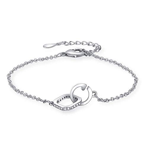 Purmy Mujer Pulsera Plateado Doble Circuito Modelo Circulo Cadena Diseño Dulce Estilo Plata 19CM