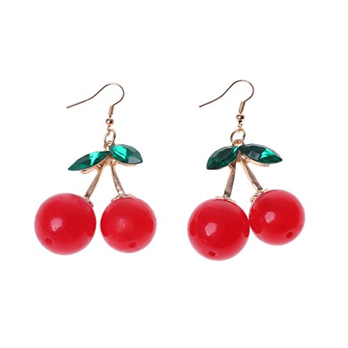 qiman Sweet Golden Toe resina frutas gastos hoja verde red cherry Harvest Stud Pendientes