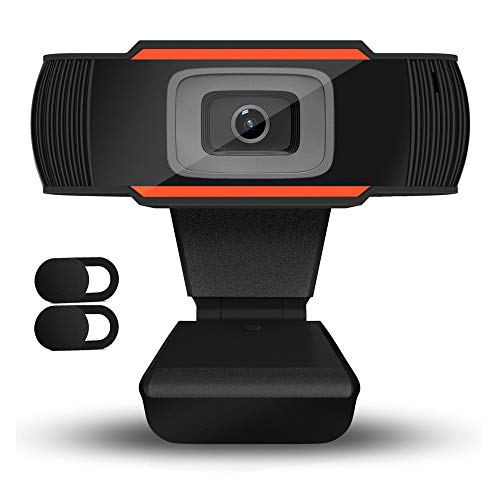 QueenDer Webcam HD 720P con 2Pcs Cámara Web Cover y Micrófono USB Webcam Mini Plug Play para Videollamadas, Estudios, Conferencias, Skype, Ordenador, PC