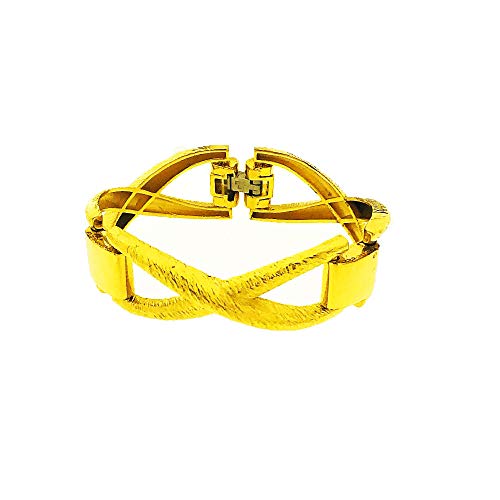 Rebecca Pulsera joyas de bronce bañado en oro amarillo con efecto estriado, fabricada en Italia