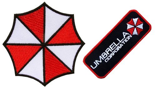 Resident Evil Umbrella ambos y logotipo bordado hierro parches aprox en placa: 8,89 cm/9 cm x aprox: 8,89 cm/9 cm, aprox: 10,16 cm/10 cm x aprox: 3,81 cm/3,5 cm Por SSLINK