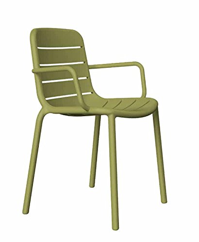 resol grupo Gina Set de 2 sillas con brazos de diseño para interior, exterior, jardín, Verde oliva, 52 x 56,9 x 80,5 cm