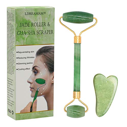 Rodillo de jade, masajeador facial de rodillo de jade natural, rodillo facial de jade natural, rodillo antienvejecimiento, masajeador facial con gua sha