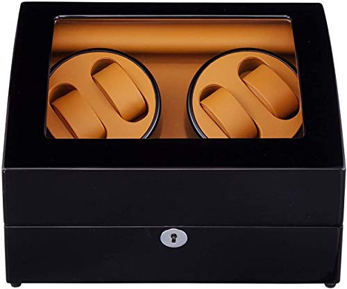 Ronglibai Caja Relojes automaticos Watch Winder - 4 Reloj automático del Estante de exhibición de almacenaje con Lujo de Bloqueo Personalizado 4 + 6