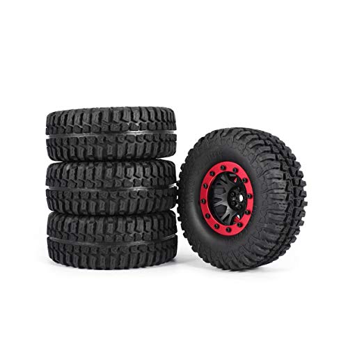 Sagladiolus 4pcs AUSTAR 3020 110mm 1.9in Llanta de Goma de llanta de Metal Neumáticos Beadlock Juego de Ruedas para CC01 RC4WD D90 1/10 RC Crawler Car Model-Rojo