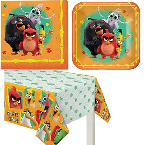 Servilletas Angry Birds, platos, mantel, paquete de fiesta de cumpleaños para 16 personas, incluye 1 tarjeta de actividad de juego laberinto por ClassicVariety