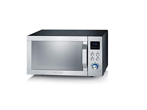 Severin MW 7755 - Microondas Inverter con grill y aire caliente 3-en-1, concepto Easy Select, mando giratorio de selección, plato adicional antiadherente para pizza