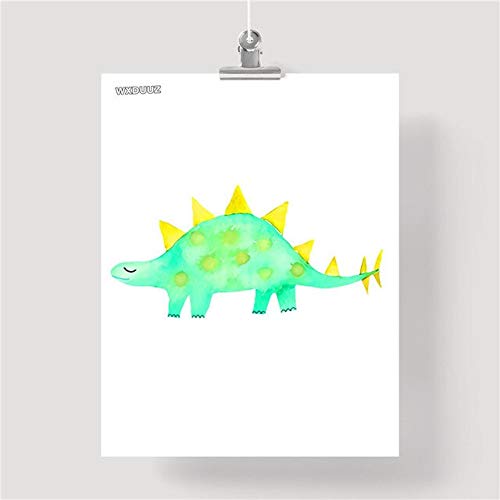 shuimanjinshan Color De Dibujos Animados Nórdico Art Deco Dinosaurio Animal Mural Arte Niños Habitación Bebé Calidad Decoración Cartel Pintura Lienzo Pintura 50X70Cm No Frame Poster O-2934