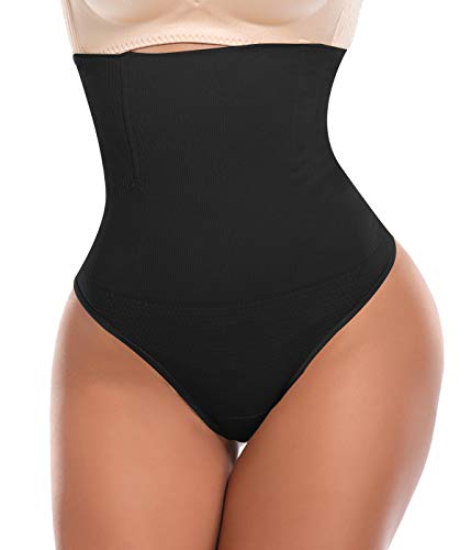 SLIMBELLE Tanga Faja Braga Reductora para Mujer Vientre Plano Braguitas Modeladora Cintura Alta-Negro-XL/2XL