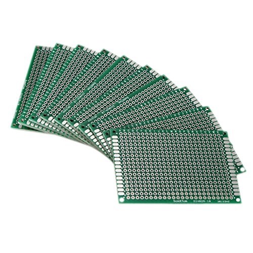 SODIAL(R) 10pcs Tablero lateral doble 5x7cm PCB Gaza circuito impreso Prototype Track