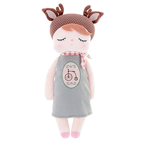 Sponsi MeToo Doll Angela Vintage Super Soft Plush Stuffed Bunny Doll, con Tetera, Pudín, Bicicleta, Patrones De Falda Púrpura/Gran Regalo para La Niña. Beneficial