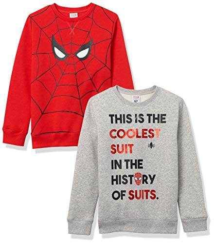 Spotted Zebra Disney Star Wars Fleece Crew Sweatshirts Fashion, Paquete de 2 Ojos Marvel Spider-Man, 9-10 años