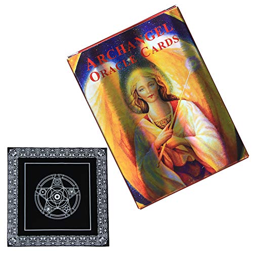 STFUSA 45 Cartas Arcángel Oracle Baraja de Cartas Inglés Completo y Tela de TarotMisteriosa Adivinación Fiesta Familiar Divertido Juego