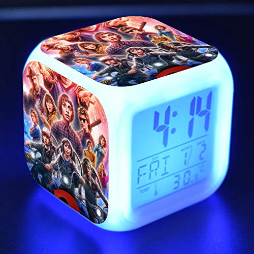 Superd Mesita de Noche para niños Reloj Despertador Digital LED luz de Noche Colorida Estado de ánimo Alarma Reloj Cuadrado Mudo con Puerto de Carga USB Viaje pequeño Reloj Despertador Regalo Q3107