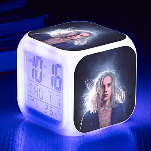 Superd Mesita de Noche para niños Reloj Despertador Digital LED luz de Noche Colorida Estado de ánimo Alarma Reloj Cuadrado Mudo con Puerto de Carga USB Viaje pequeño Reloj Despertador Regalo Q7019