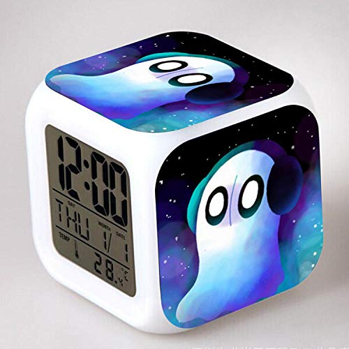 Superd Mesita de Noche para niños Reloj Despertador Digital LED luz de Noche Colorida Estado de ánimo Alarma Reloj Cuadrado Mudo con Puerto de Carga USB Viaje pequeño Reloj Despertador Regalo Q6041