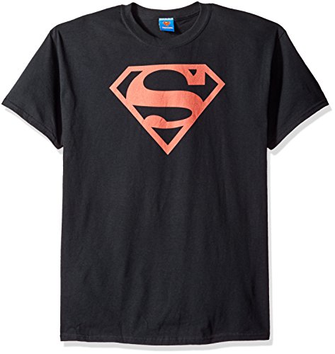 Superman Escudo Rojo sobre Negro Mens Camisa Manga Corta Negro LG