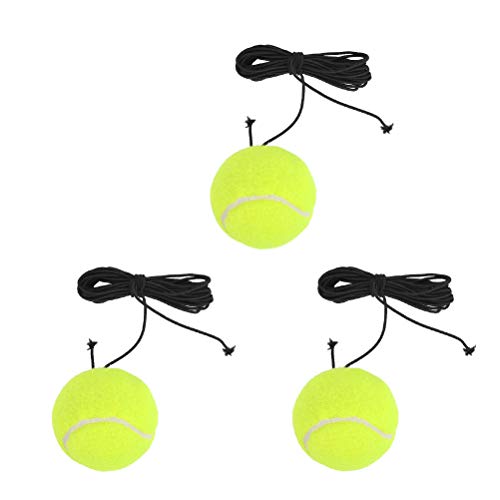 TIMESETL Pelotas de tenis de 3 piezas con cuerda, pelota de entrenamiento de tenis elástica para entrenadores de tenis, pelota de rebote para niños, adultos, principiantes, entrenamiento en solitario