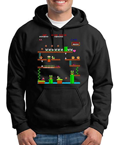 TShirt-People Retro Mario 1UP - Sudadera con capucha para hombre negro L