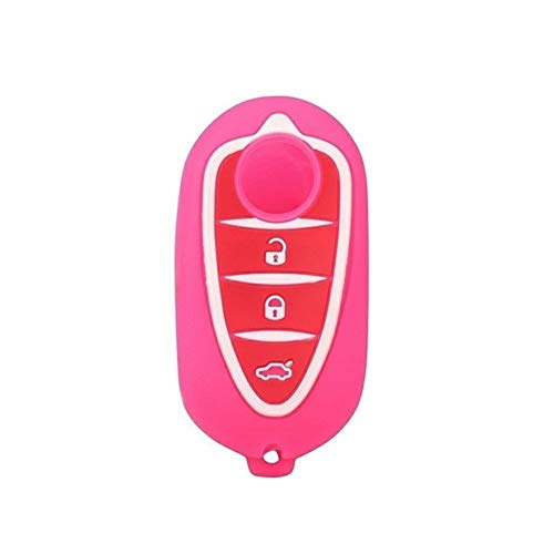 UNDKI Llave de Coche Car Key Cover La Llave del Coche de Silicona Cubierta Fob de Alfa Romeo 4C Mito Mito Giulietta GTA 159 GTO 3 Botones Coche Cubierta de la Llave Mando de Auto (Color : Rose)