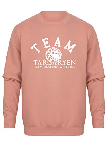 Unisex Slogan Sweater Jumper Team Targaryen Dragonstone Westeros Dusty Pink Large with White