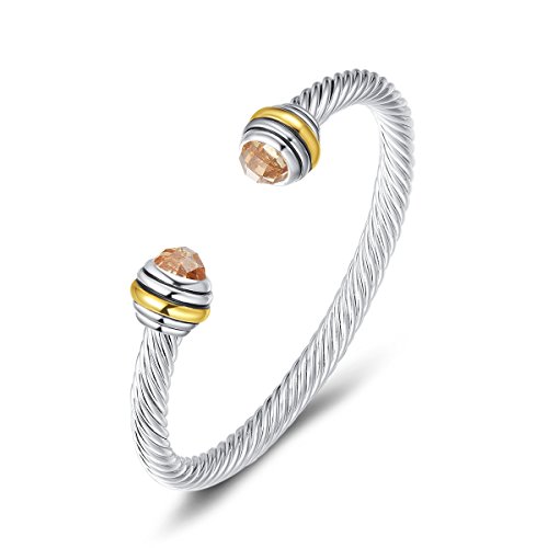 UNY Cable Entrelazado Brazalete de Pulsera Dos Tonos Inspirado en la Marca de Diseño para Joyas de Mujer con Circonita al Champán Regalo Perfecto